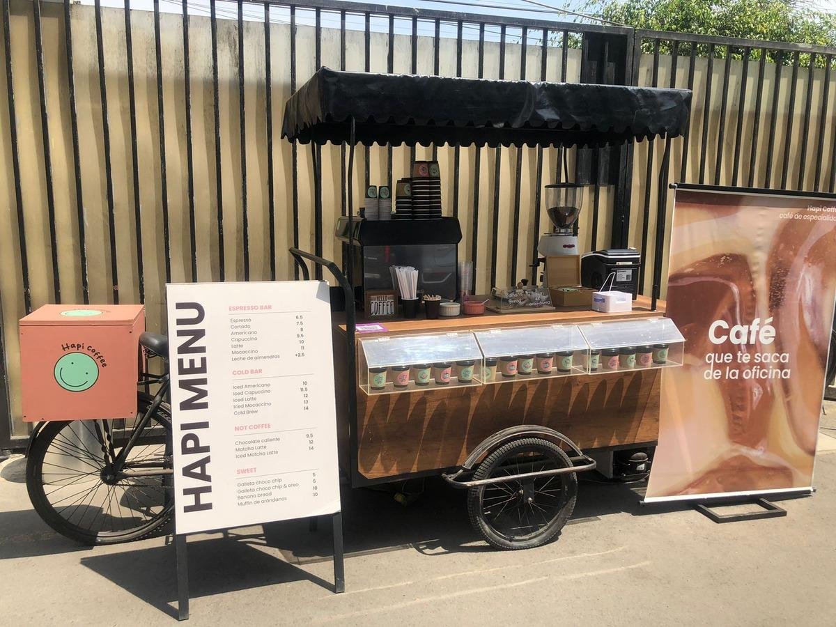 Carrito de café Hapi Coffee en operación móvil